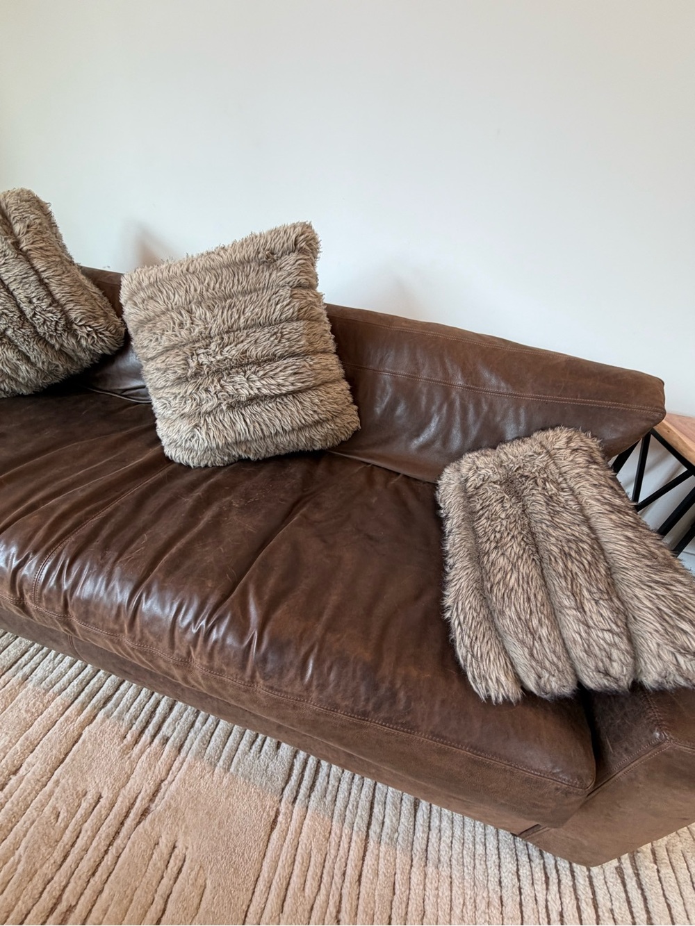 Restoration Hardware Faux Fur Pillows.